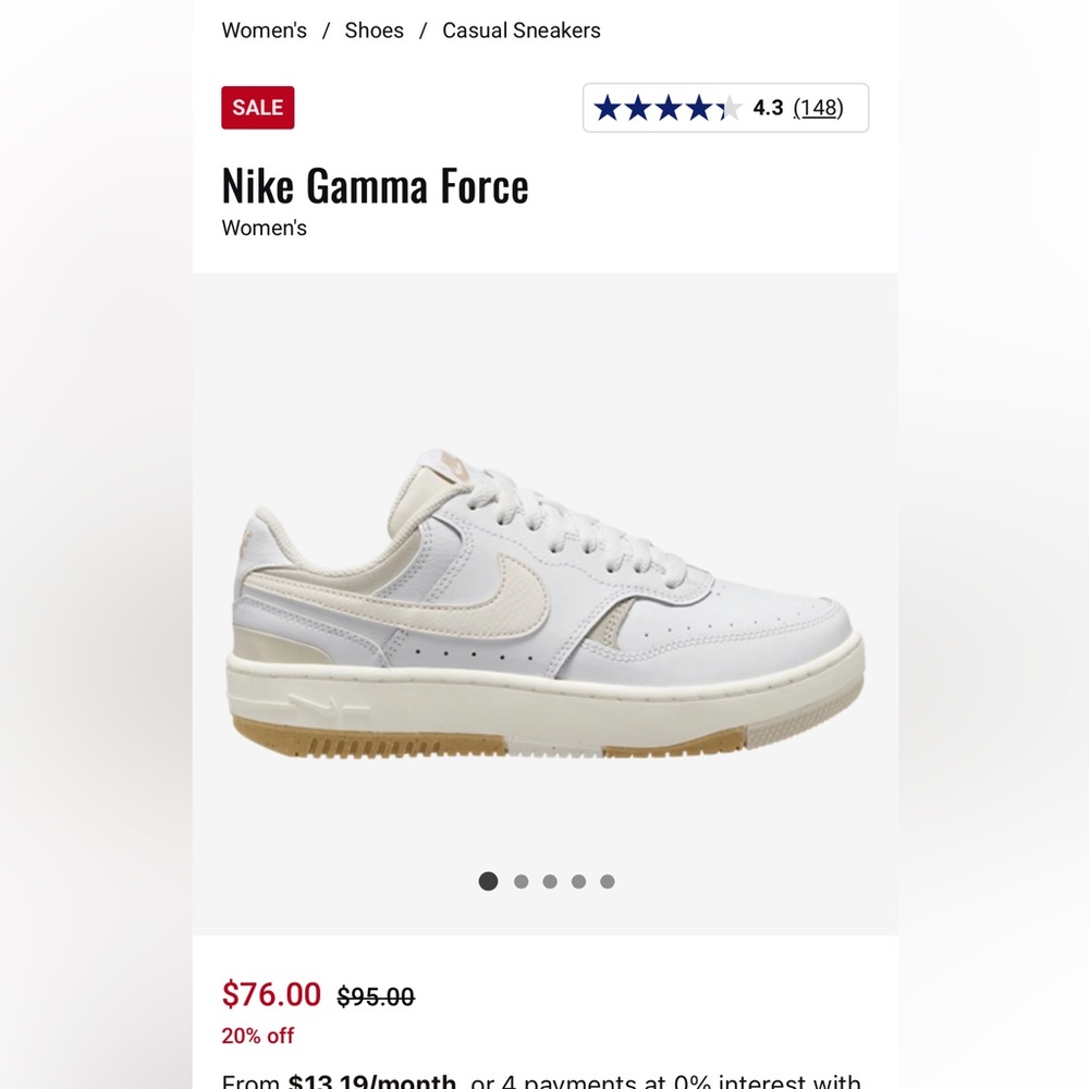Nike Gamma Force Women's Sneakers in White and Cream